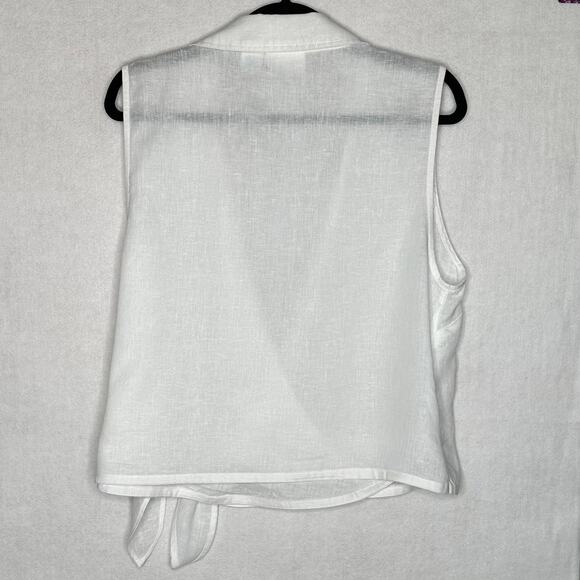NWT Cynthia Rowley White Linen Sleeveless Wrap Tie Blouse – Size XL - Picture 6 of 9